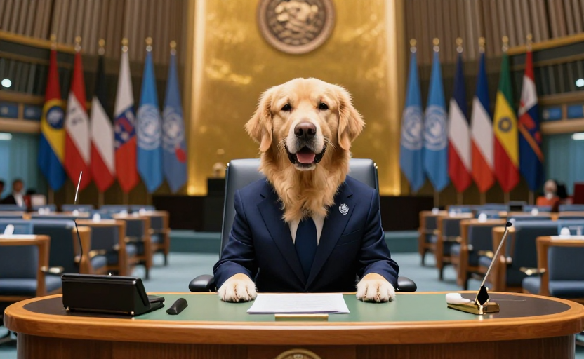 El 'Especialista en Sueños': La ONU nombra a un Golden Retriever como enviado especial para la 'Eficiencia Global de la Siesta